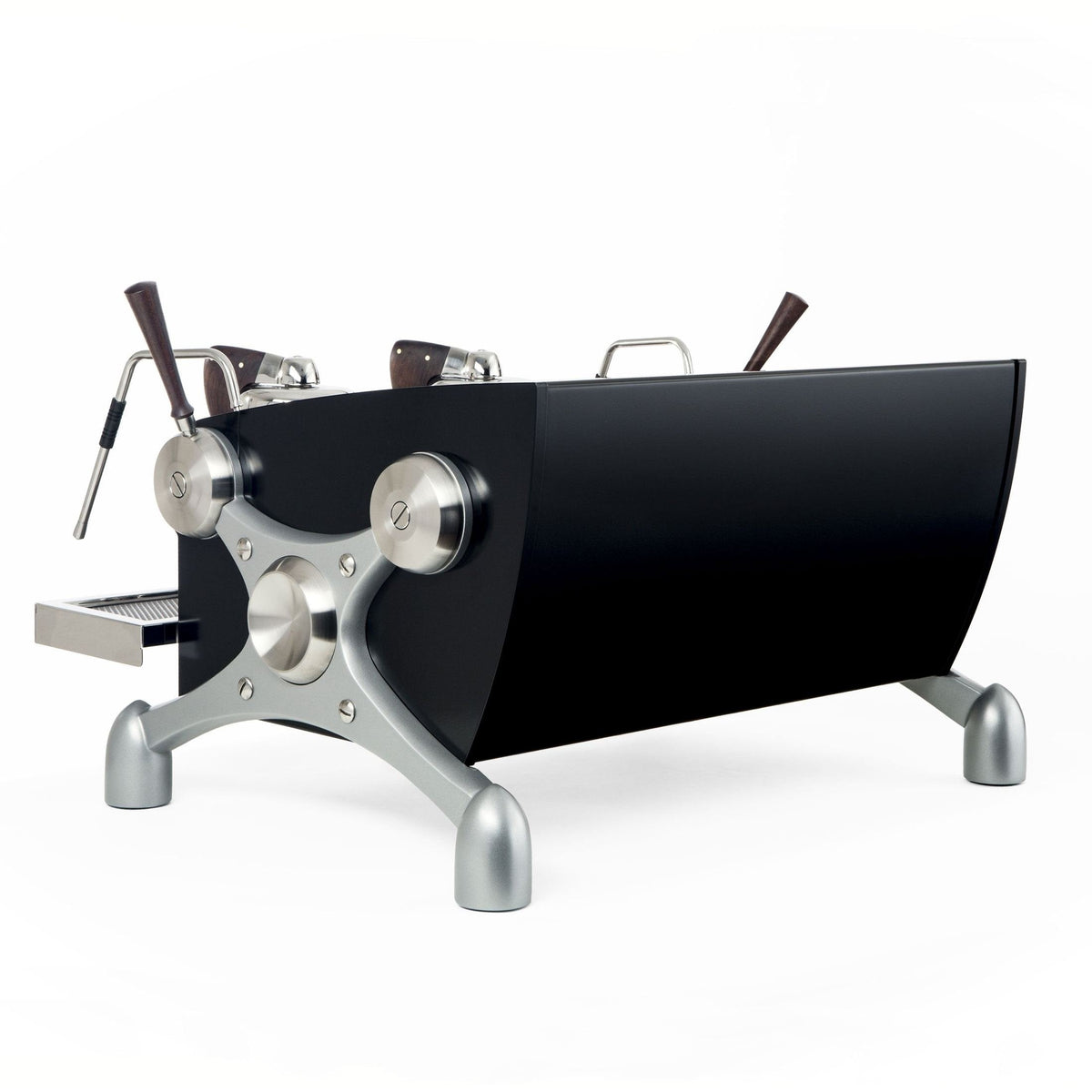 Slayer Espresso V3 2-Group espresso machine, rear three-quarter view