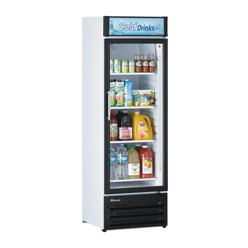 Turbo Air TGM-14RV-N6 glass door merchandiser, angled view