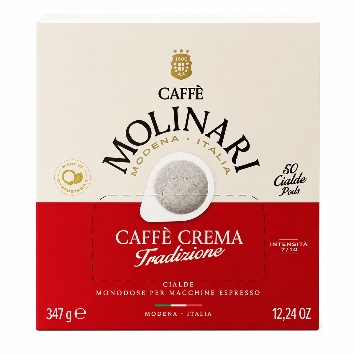 Caffe Molinari Qualità Oro Caffè Crema Tradizione ESE paper pods box, 50 count