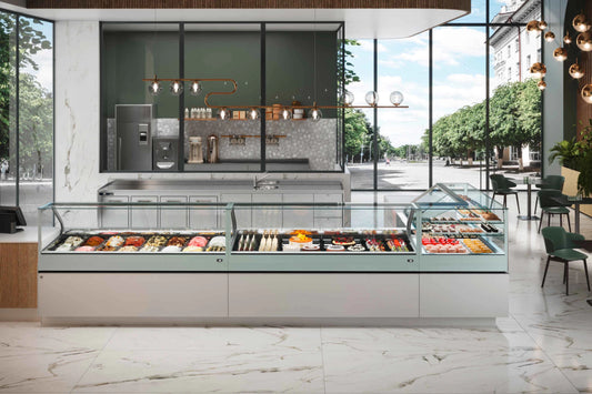 IFI Sam80 Air refrigerated display case for gelato, pastry, and snacks