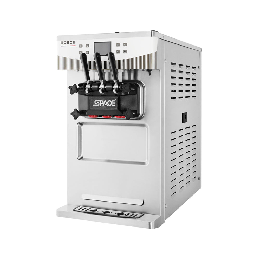 Space 8235 soft serve machine front three-quarter view with drip tray