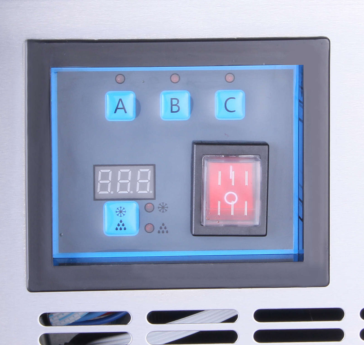 Close-up of the Space SC-2 control panel showing independent A, B and C tank controls